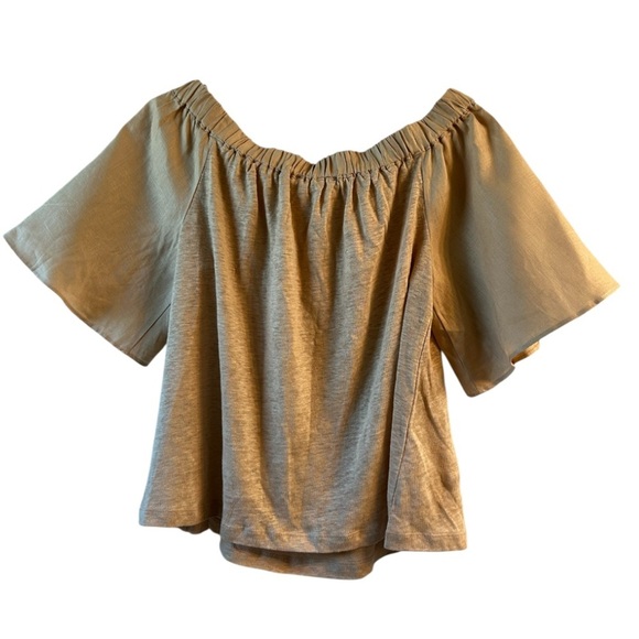 Chico’s 100% linen Elegant Off-Shoulder Tan Top NWT - Picture 7 of 9